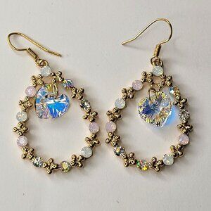 Heart Shape Crystal Earring Crystal and Gold Teardrop earrings